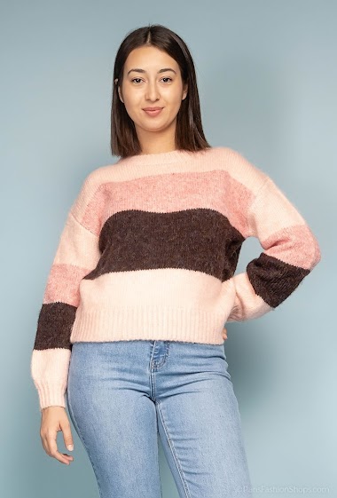 Wholesaler CMP55 - Sweater with coloured bands