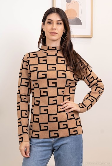 Wholesaler CMP55 - High-necked printed sweater