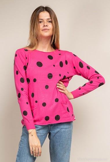 Wholesaler CMP55 - Polka dot sweater with rhinestones