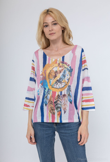Wholesaler Dix-onze - Fine-knit printed jumper top