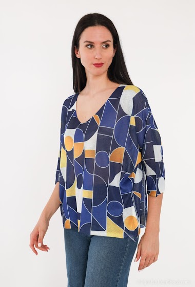 Wholesaler CMP55 - Fine-knit printed jumper top