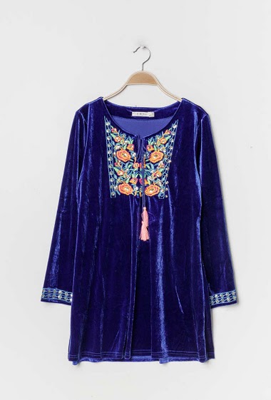 Wholesaler CMP55 - Velvet tunic with embroideries