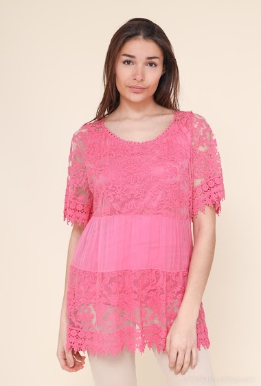 Wholesaler CMP55 - Silk tunic with lace