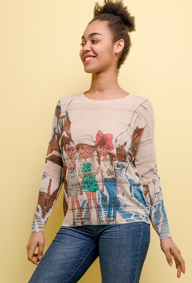 Wholesaler CMP55 - Printed fine sweater