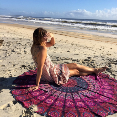Wholesaler COCONUT SUNWEAR - Coral and fuchsia beach towel