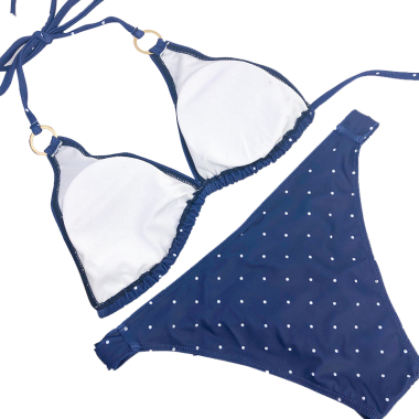 2-piece shell swimsuit Navy blue and white