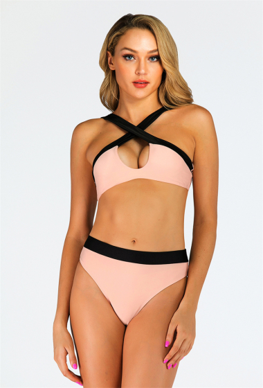 Wholesaler COCONUT SUNWEAR - 2-piece shell swimsuit Pink and black