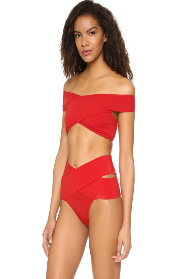 Grossiste COCONUT SUNWEAR - Maillot 2 pièces coques Rouge