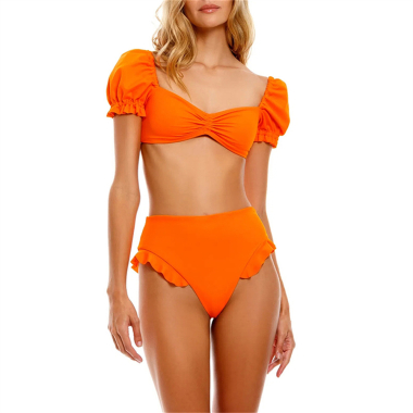 Großhändler COCONUT SUNWEAR - Orangefarbener zweiteiliger Badeanzug mit hoher Taille