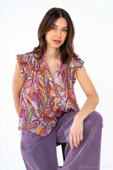 Wholesaler COLOR BLOCK - Sleeveless patterned blouse