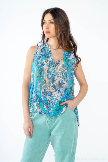 Wholesaler COLOR BLOCK - Sleeveless patterned blouse