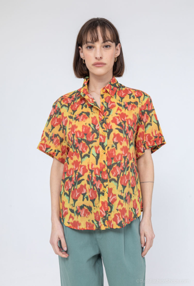 Wholesaler COLOR BLOCK - Short sleeve flower print shirt