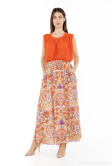 Wholesaler COLOR BLOCK - Long floral cashmere printed skirt