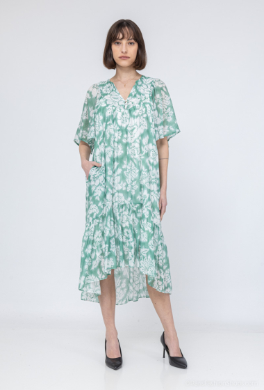 Wholesaler COLOR BLOCK - Long sleeve floral dress