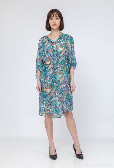 Wholesaler COLOR BLOCK - Patterned dress with puff sleeves