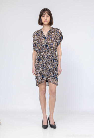 Wholesaler COLOR BLOCK - Patterned dress, short sleeve