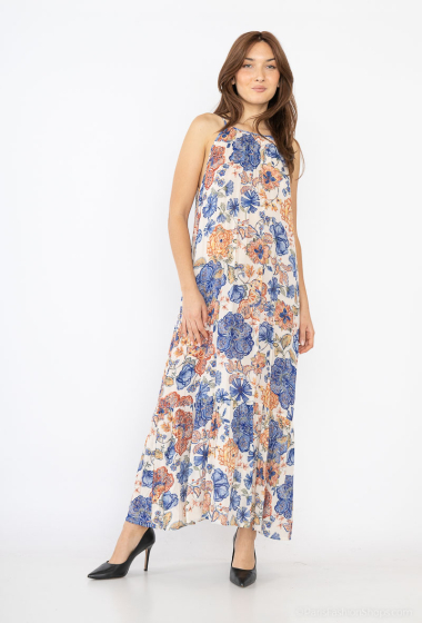 Wholesaler COLOR BLOCK - Long floral print strap dress