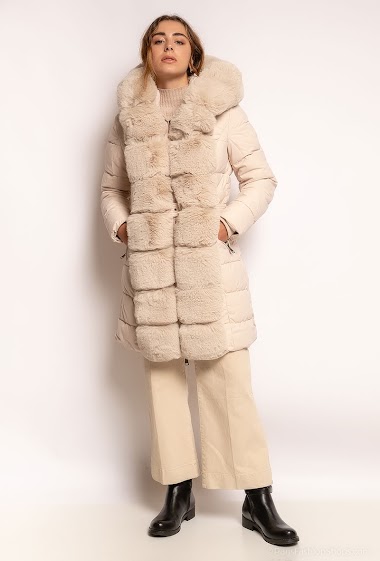 Puffer down coat with belt