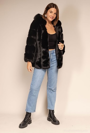 Authentic hoodied fur coat