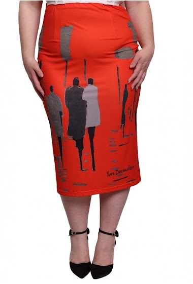 Großhändler CONCEPT26 - Long orange skirt with colorful patterns