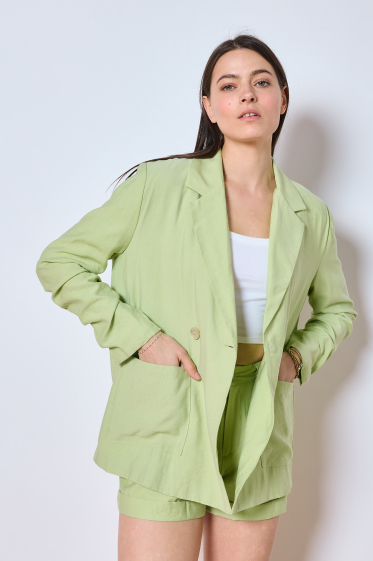 Wholesaler Copperose - fluid blazer with shoulder pads and gathered sleeves