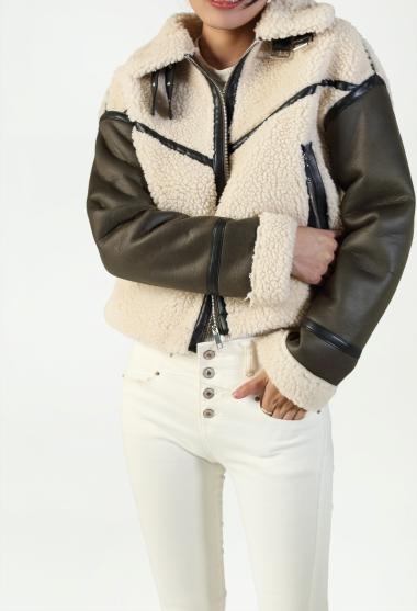 Wholesaler Copperose - faux leather and plush bi-material jacket