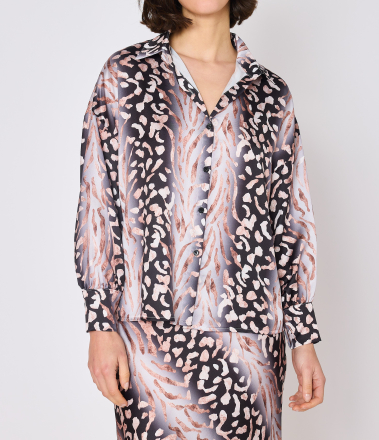 Grossiste Copperose - chemise satinée à imprimé léopard