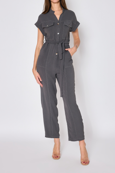 Wholesaler Copperose - Belted fluid jumpsuit with stitching