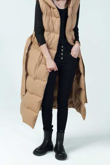 Wholesaler Copperose - long quilted sleeveless down jacket with hoods
