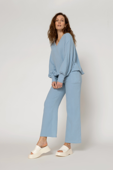 Wholesaler Copperose - cotton gas blouse and pants set