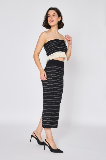Wholesaler Copperose - bandeau top and long skirt set with stitching detail