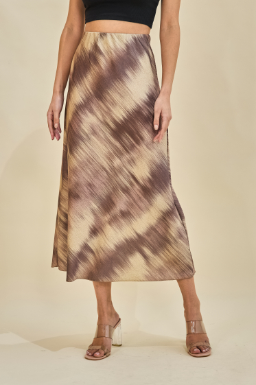 Wholesaler Copperose - long satin skirt with tie and dye effect print