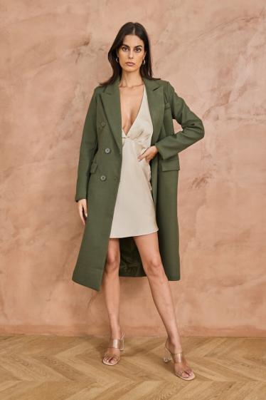 Wholesaler Copperose - mid-length coat with wool touch with shoulder pads