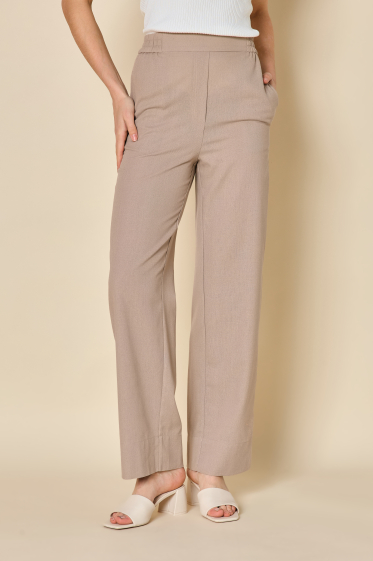 Grossiste Copperose - pantalon droit taille haute avec lin