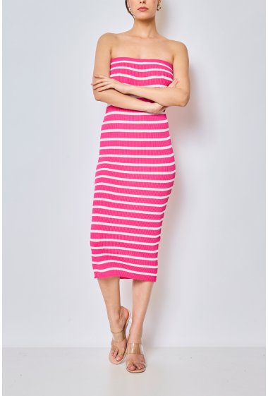 Wholesaler Copperose - striped elasticated bustier dress