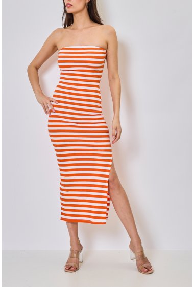 Wholesaler Copperose - striped strapless dress