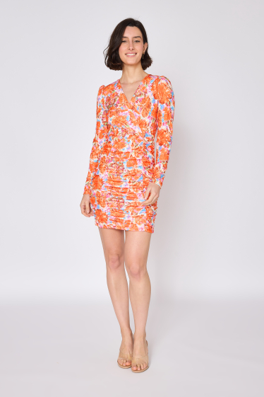 Wholesaler Copperose - short floral print dress with ruched shoulder pads