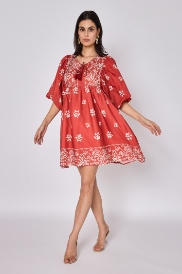 Wholesaler Copperose - Short dress with balloon sleeve print