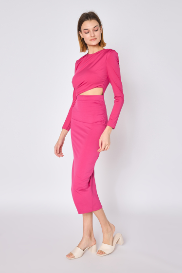 Wholesaler Copperose - long dress with shoulder pads open at the waist