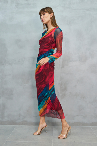 Grossiste Copperose - robe longue à imprimé tie and dye