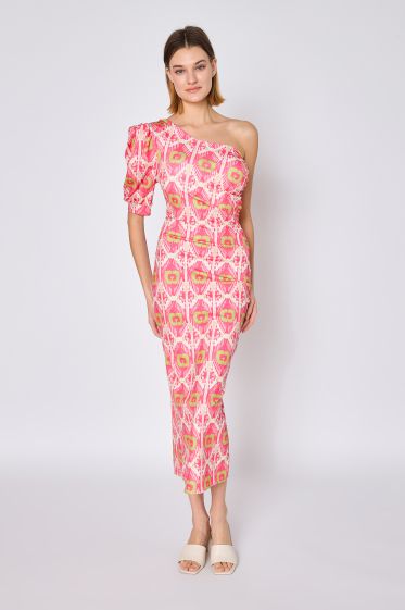 Wholesaler Copperose - long asymmetrical printed dress with short sleeve