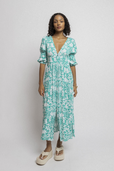 Wholesaler Copperose - Long buttoned dress with floral print