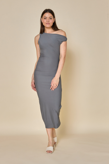Wholesaler Copperose - long fitted dress with asymmetrical neckline
