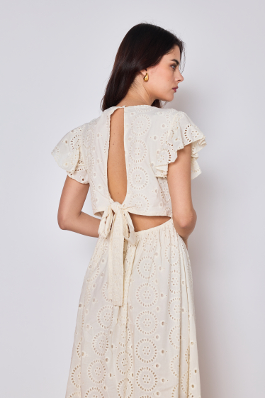Wholesaler Copperose - long dress cut out in broderie anglaise