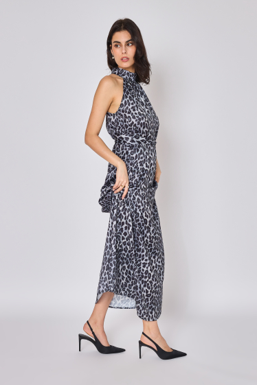 Wholesaler Copperose - long fluid belted leopard print dress
