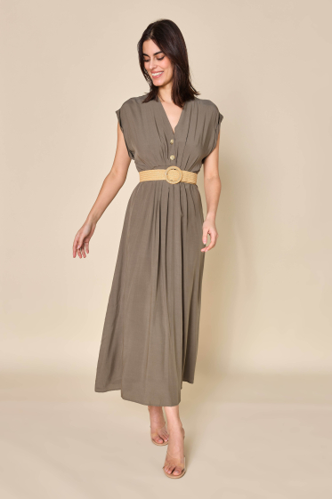 Wholesaler Copperose - long fluid belted straw dress