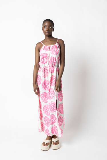 Wholesaler Copperose - long printed dress with strappy collar