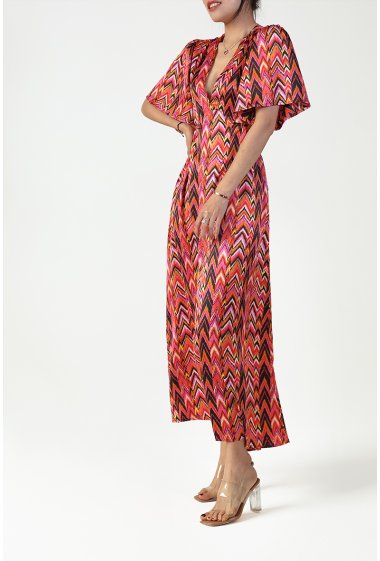 Wholesaler Copperose - long printed dress with opening in the back