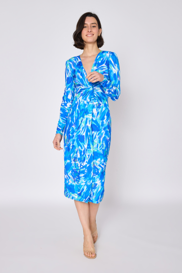 Wholesaler Copperose - printed mid-length dress with twist detail on the front