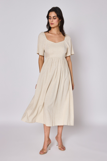 Wholesaler Copperose - Linen blend mid-length dress
